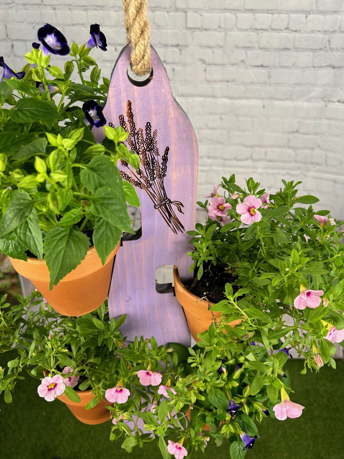 Rustic Lavender Wooden Flower/Plant Pot Hanger