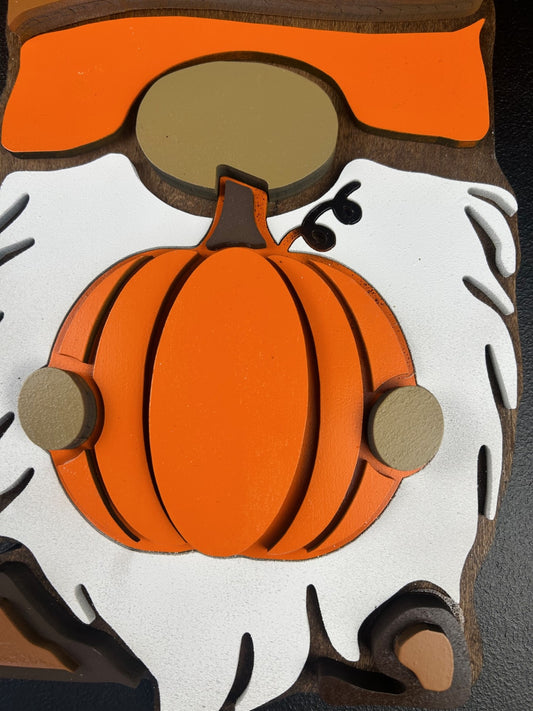 Candy Corn Gnome and Pumpkin- Wooden Home Decor