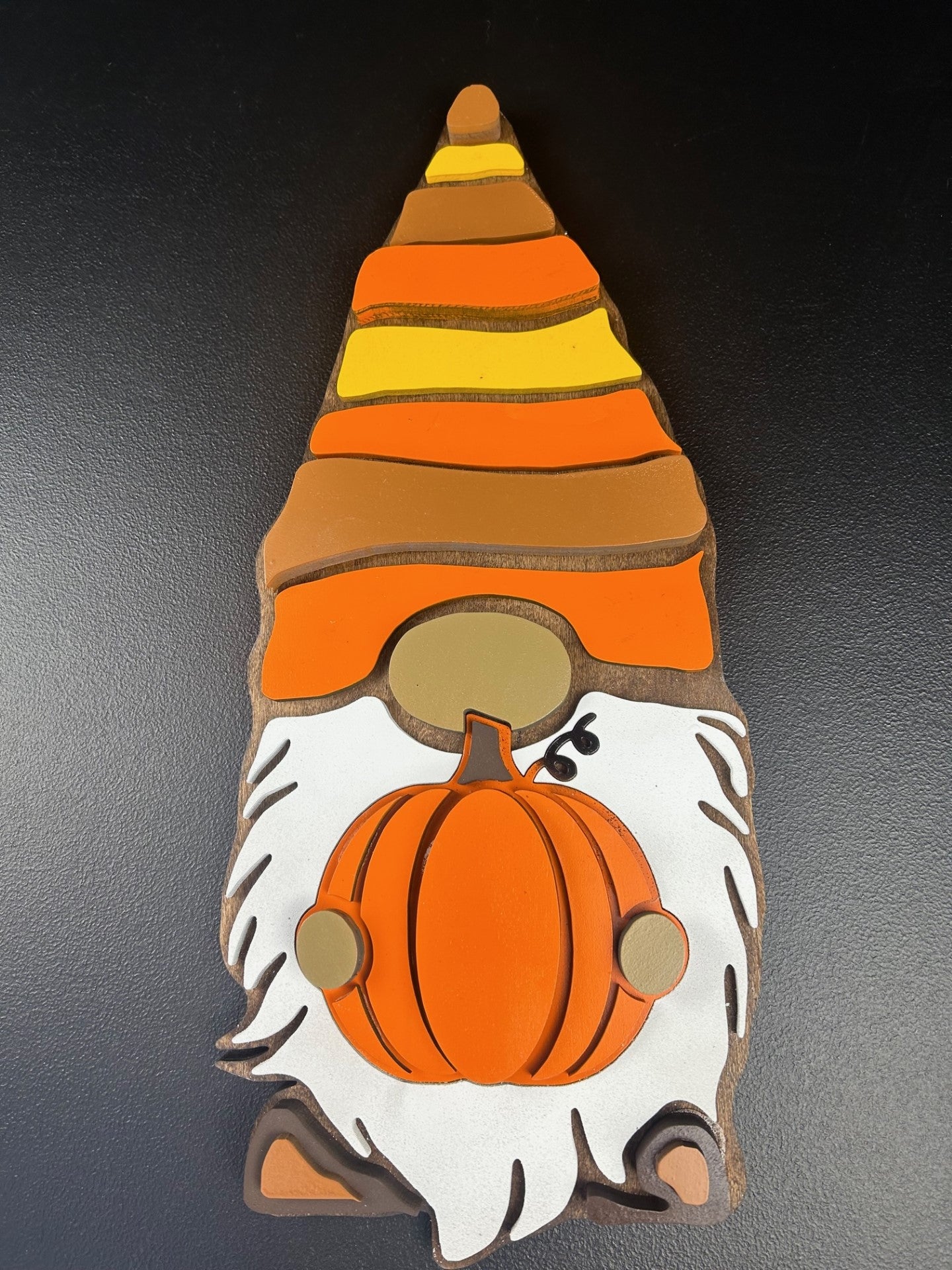 Candy Corn Gnome and Pumpkin- Wooden Home Decor