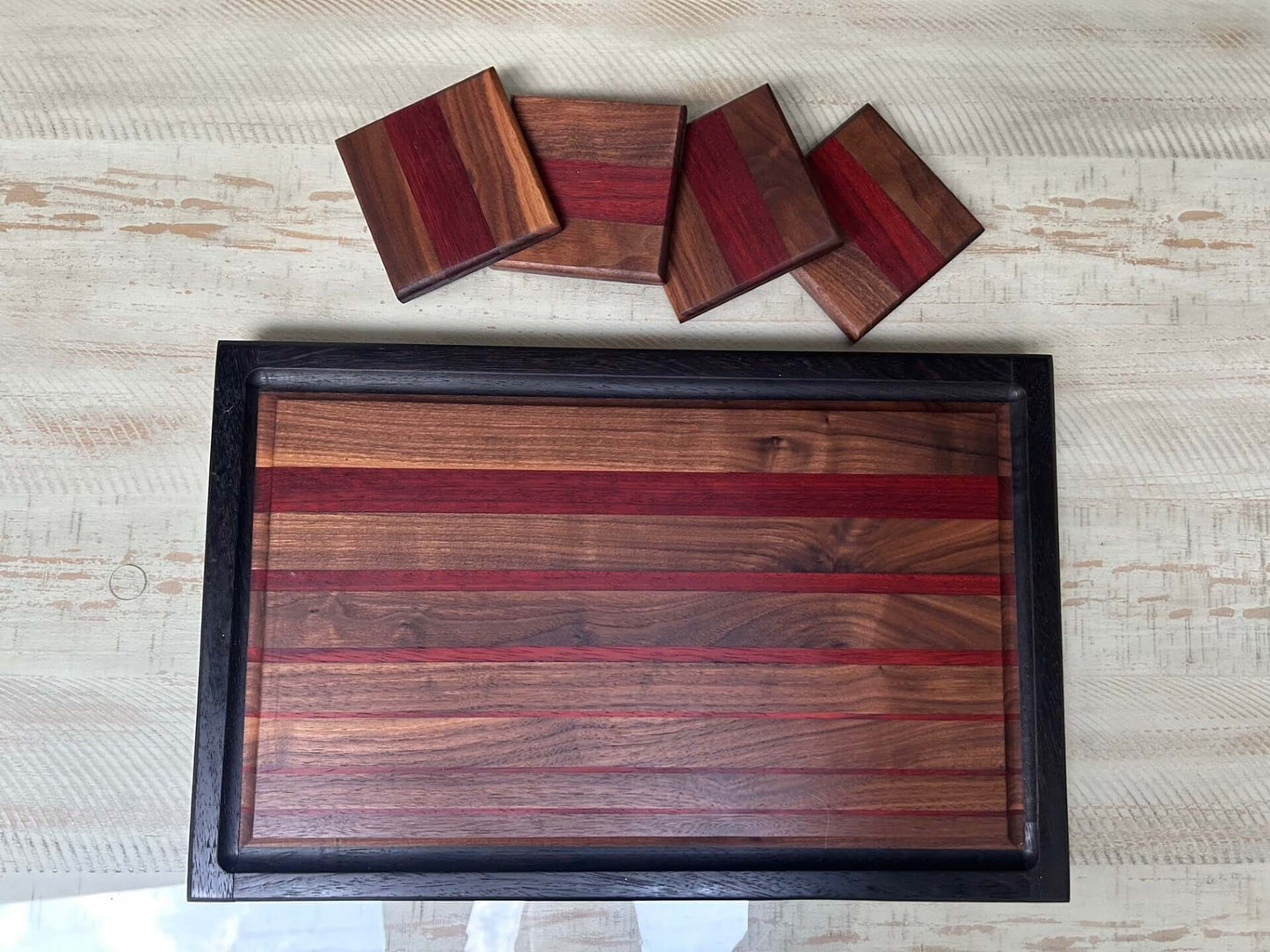 Exotic Wood Cutting Board & Coaster Set