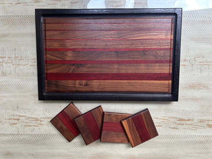 Exotic Wood Cutting Board & Coaster Set