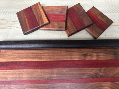 Exotic Wood Cutting Board & Coaster Set
