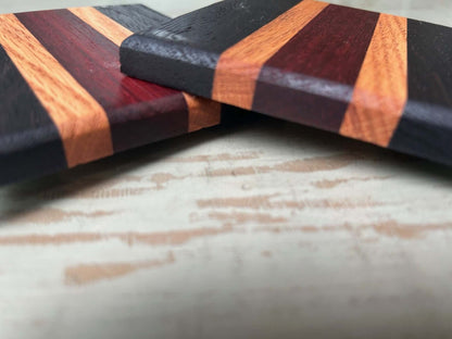 Exotic Wood Coaster Set- 4qty Blend of Wange/Padauk/White Oak