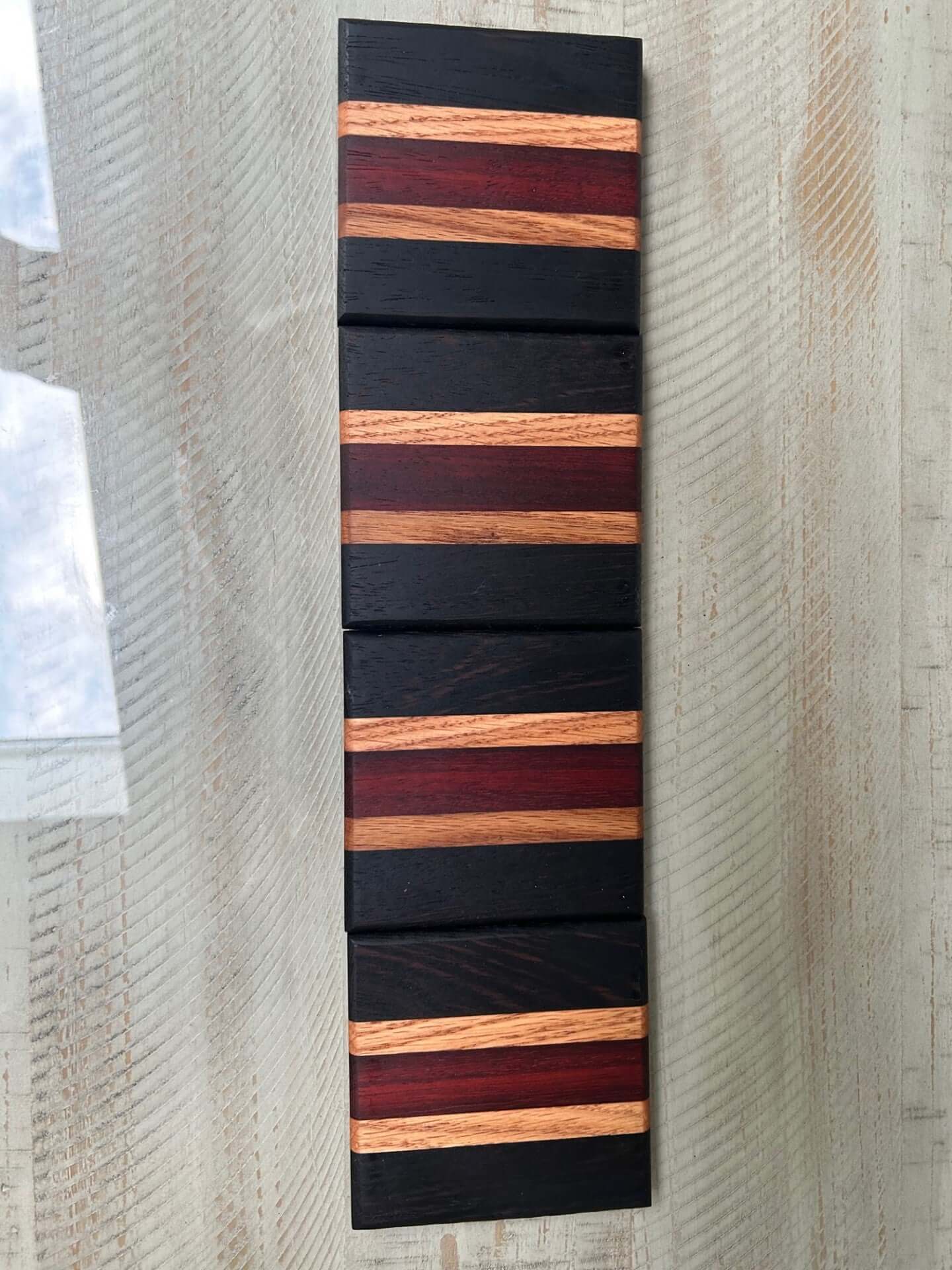 Exotic Wood Coaster Set- 4qty Blend of Wange/Padauk/White Oak