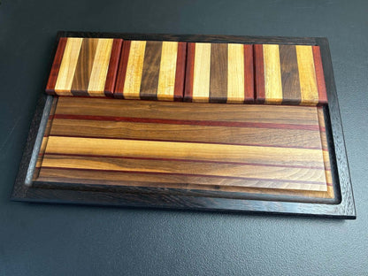 Exotic Wood Handcrafted Cutting Board & Coaster Set- Wenge/White Maple/Walnut/Red Maple