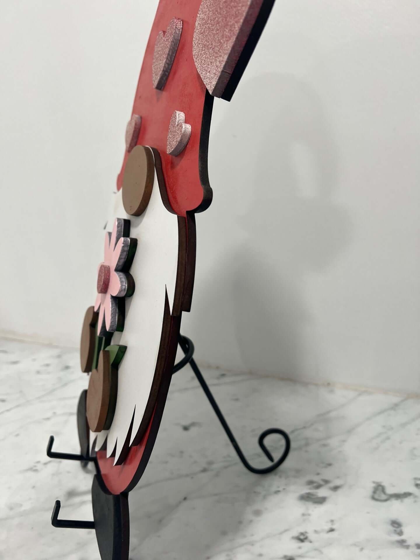 Whimsical Wooden Valentine Gnome with Flower Sign