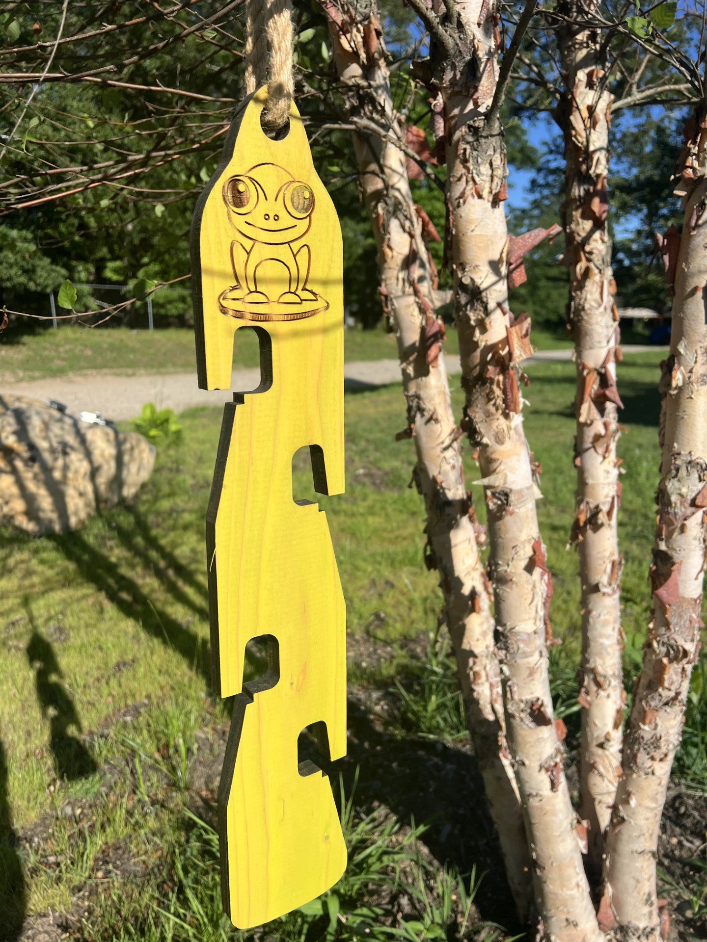 Rustic Wooden Frog Multi Clay Pot Hanger
